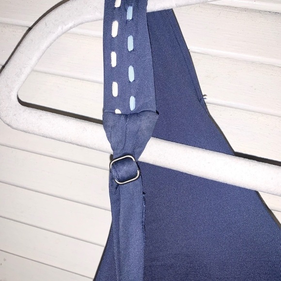 BECCA blue lattice and tassel plunging one piece swimsuit Large - Picture 8 of 9